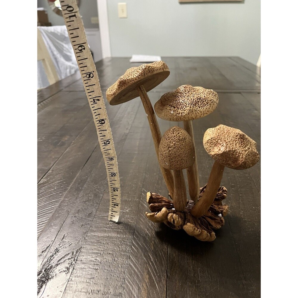Vintage Detailed Hand Carved Wooden Mushroom Cluster / Nature Decor / Art Piece